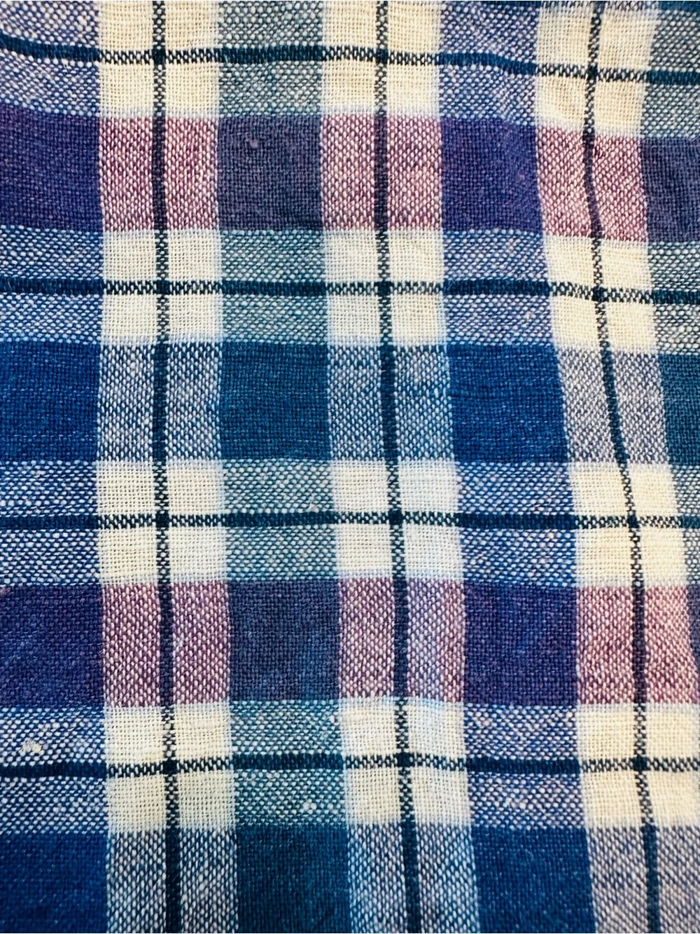 Banana Republic Blue, White & Purple Plaid Button-Down Shirt